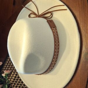 h.i.p. White Fedora with Brown Band
